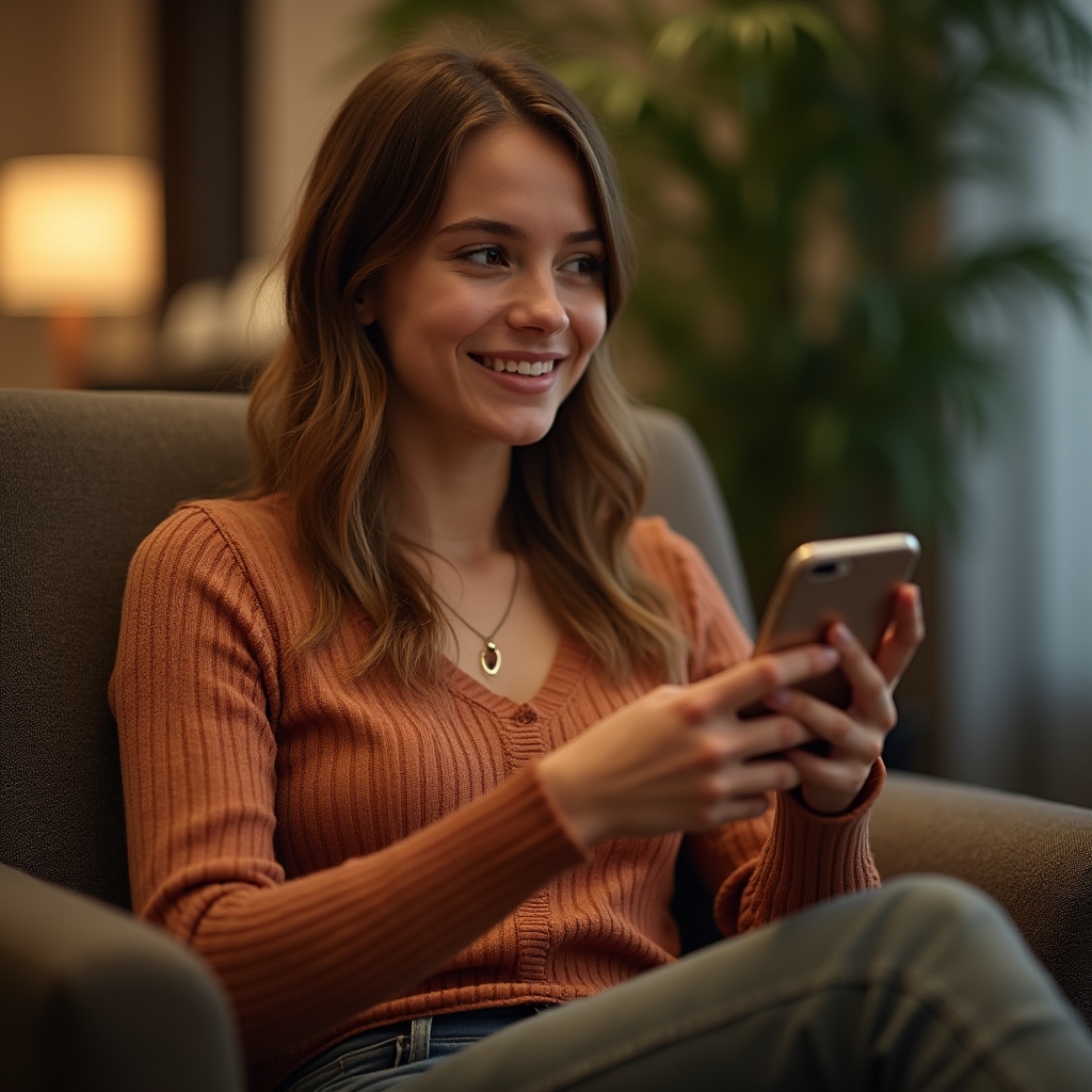 Persoană aplicând exercițiu de conștientizare pe telefon în timp real
